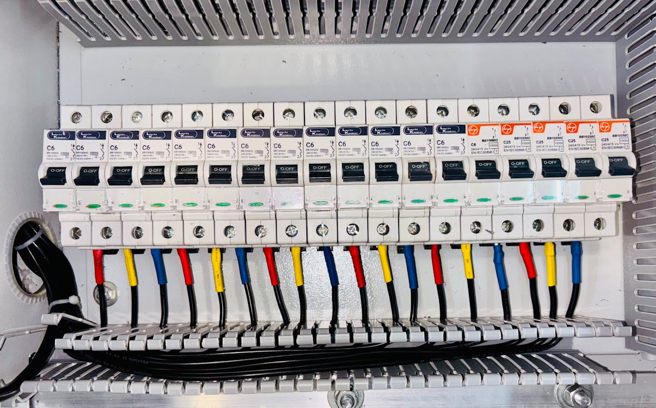 Residential electrical panel with circuit breakers